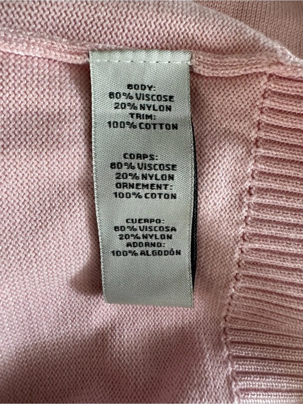 Metric Knits Light Pink V-Neck Sweater with Daisy Embroidery